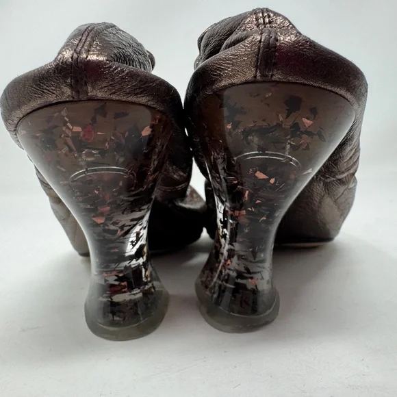 Bottega Veneta Brown Mettalic Almond Pumps - Picture 6 of 10